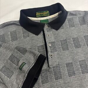 Vintage 80s Bastion Golf Polo Shirt Mens XL Gray Woven Contrast Collar Preppy